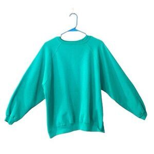 Hanes Her Way VTG 80s Sweatshirt Women's XL Green Long Sleeve